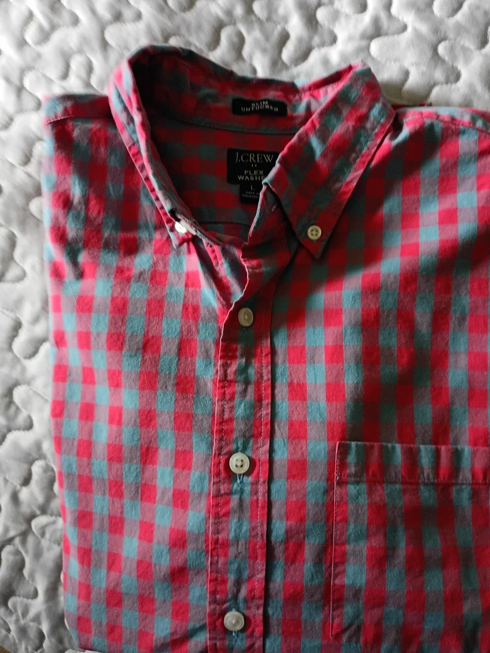 J. Crew Slim-Fit Button-Down Shirt in Red and Teal Check